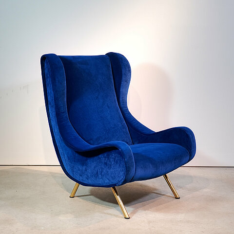 Pair Senior Chairs Marco Zanuso Arflex Italy 1951 Velvet