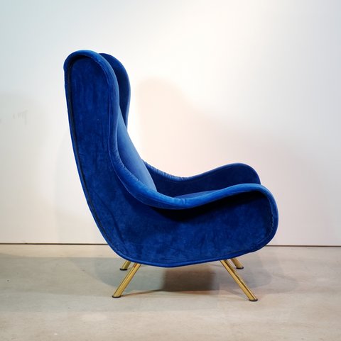 Pair Senior Chairs Marco Zanuso Arflex Italy 1951 Velvet